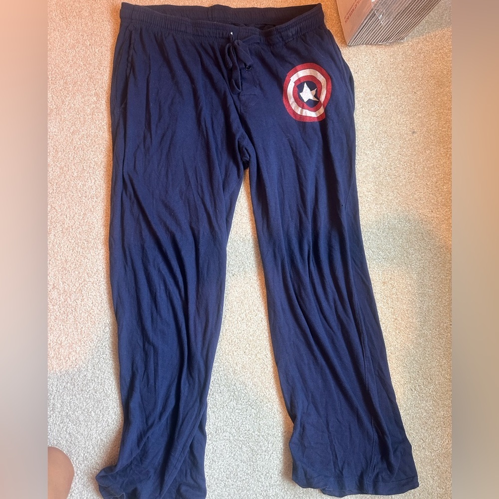 Captain America Marvel Men’s Lounge Pajama Pants Large Soft Cotton